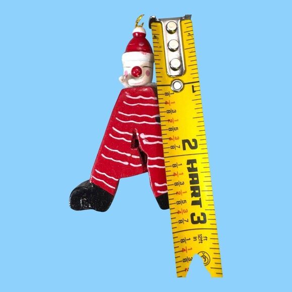 Vintage Wooden Christmas Ornaments Set 9 Hand-Painted Santa Snowman Soldier Joy - Picture 10 of 12